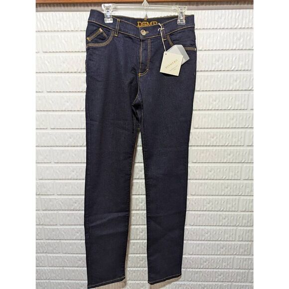 Dismero Women's Dark Blue Denim Mid-Rise Straight-Leg Stretch Jeans Size 30 NWT - Picture 1 of 10